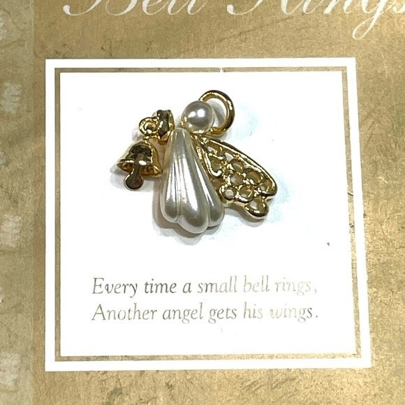 NWT Vintage Angel Wings Bell Rings Lapel Pin Brooch - Picture 2 of 6